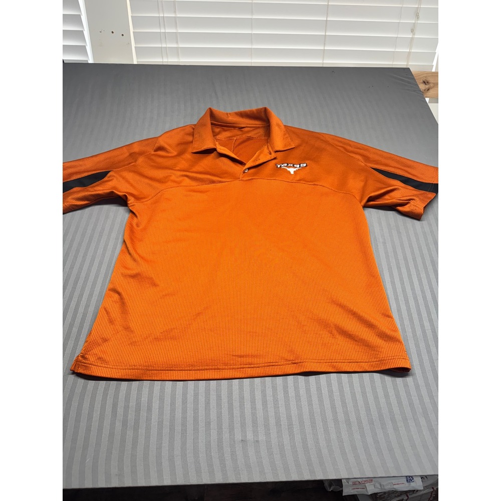 Starter Texas Longhorns Mens Burnt Orange Waffle Knit Polo Shirt Large